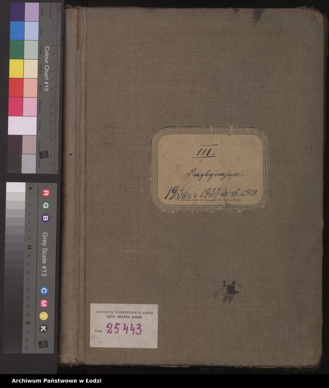Obraz 2 z jednostki "Księga kontroli ruchu ludności (rejestr osób przybywających do gminy) Łódź, zespół III lit. H, I, J, L, Ł"