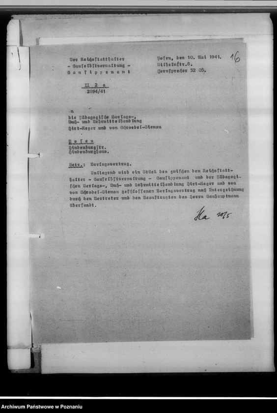 Obraz 20 z jednostki "Zeitschrift für ostdeutsche Sippenforschung [korespondencja w sprawie prospektu wydawnictwa, umowa z Wydawnictwem Pedagogicznym]"