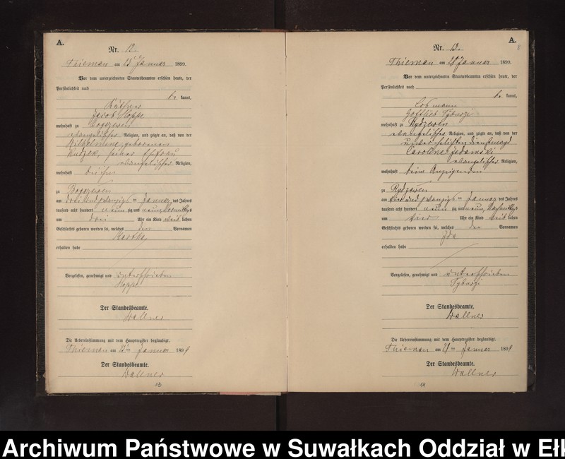 image.from.unit.number "Geburts-Neben-Register des Preussischen Standes-Amtes Rydzewen Kreis Loetzen"