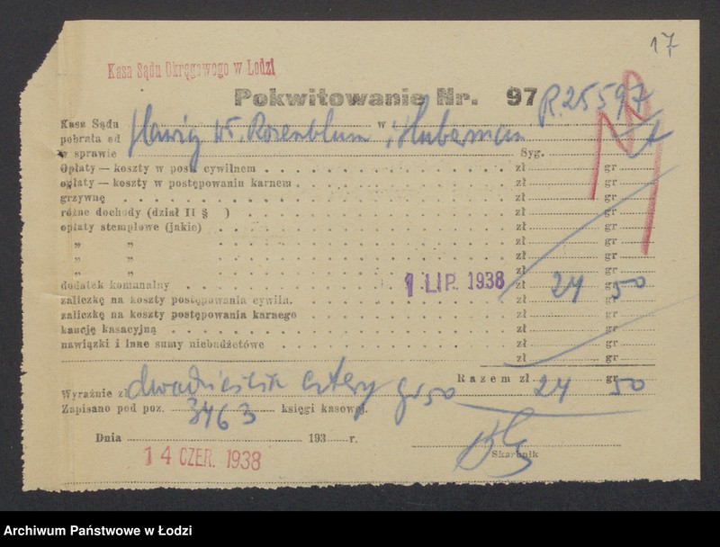 Obraz 19 z jednostki "Izrael Rozenblum, Aron Hoberman- sprzedaż przędzy i wyrobów włokienniczych"