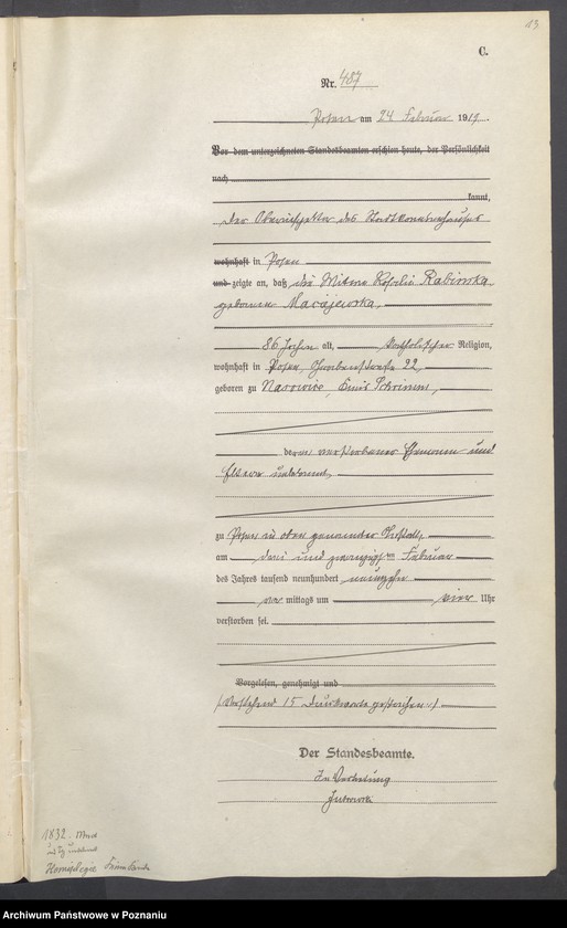 Obraz 15 z jednostki "Księga miejscowa zgonów tom II [Rejestr główny zgonów]"