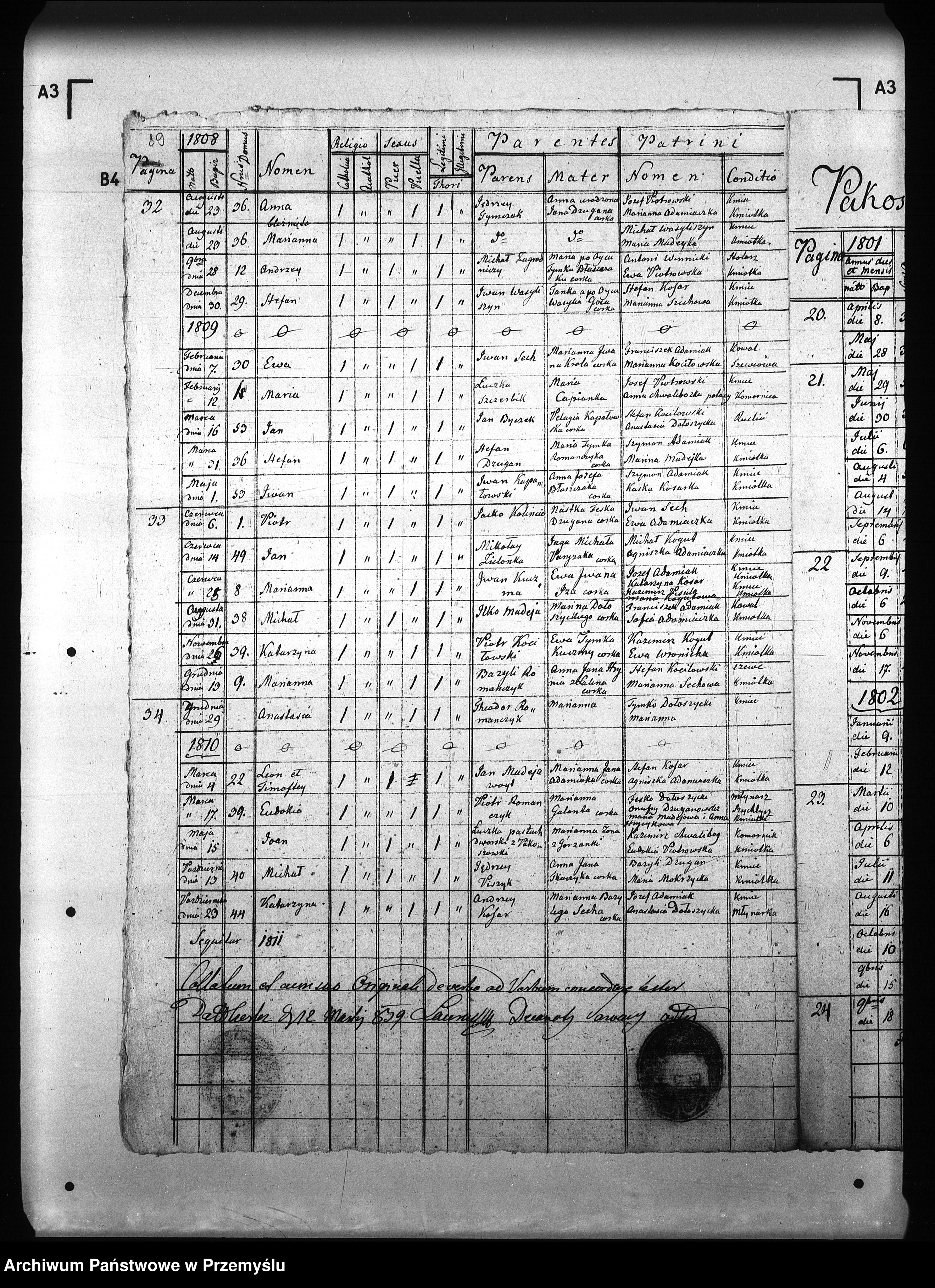 Skan z jednostki: [Kopie ksiąg metrykalnych parafii Lalin z filiami Grabówka, Niebocko, Pakoszówka (dekanat Sanok)]