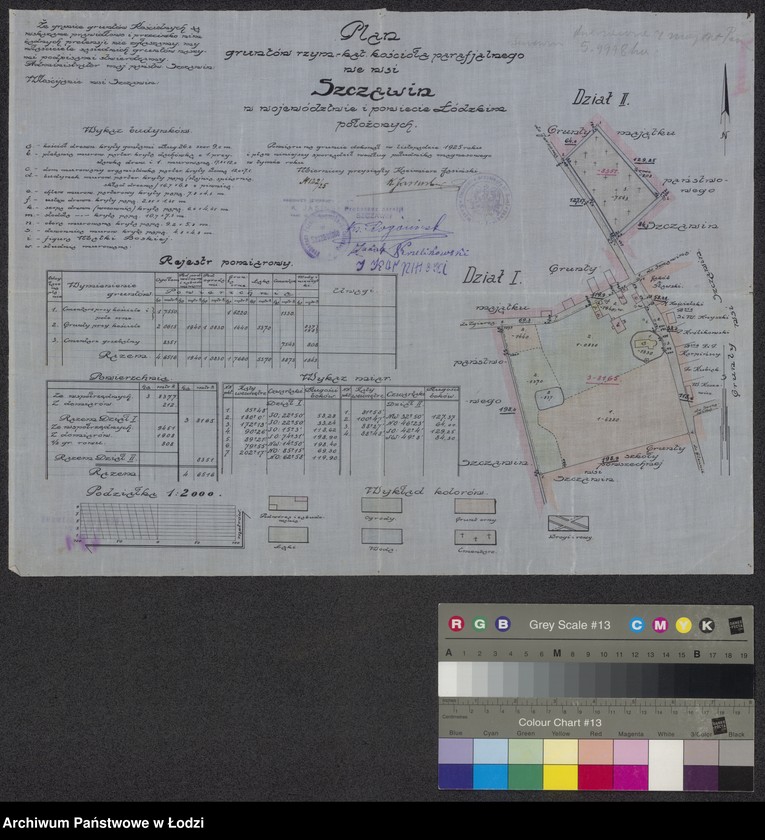 Obraz 1 z jednostki "Plan gruntów rzymsko-katolickiego kościoła parafialnego we wsi Szczawin ..."