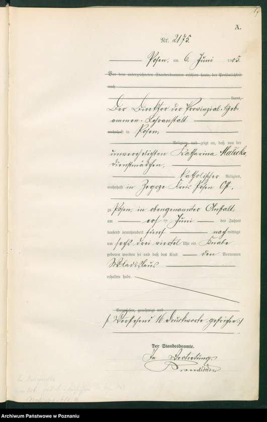 Obraz 19 z jednostki "Księga miejscowa urodzeń tom V"