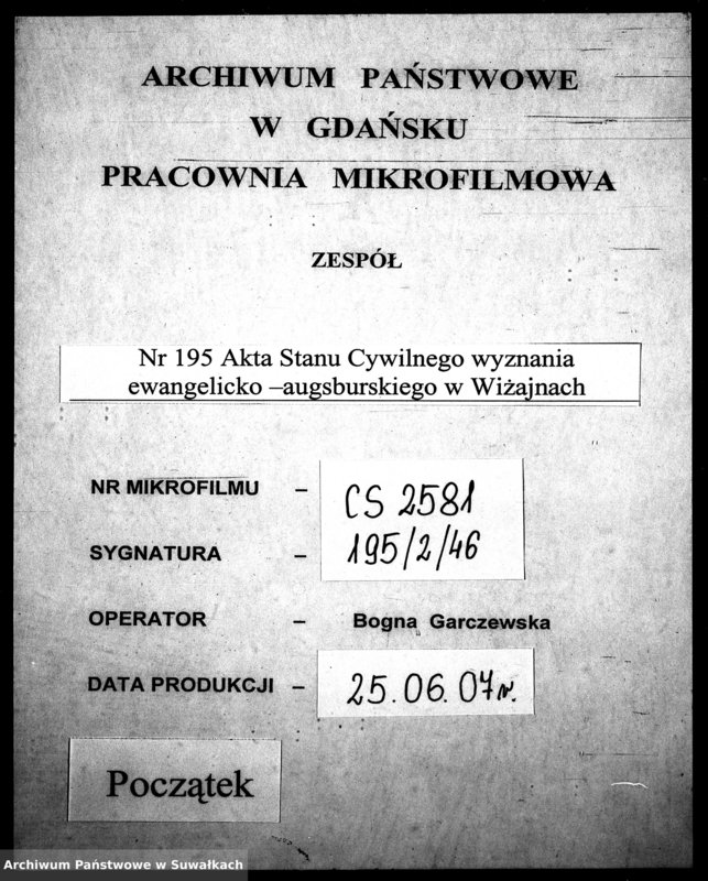 image.from.unit.number "[Dokumenty do akt małżeństw wyznania ewangelicko-augsburskiego w Wiżajnach]"
