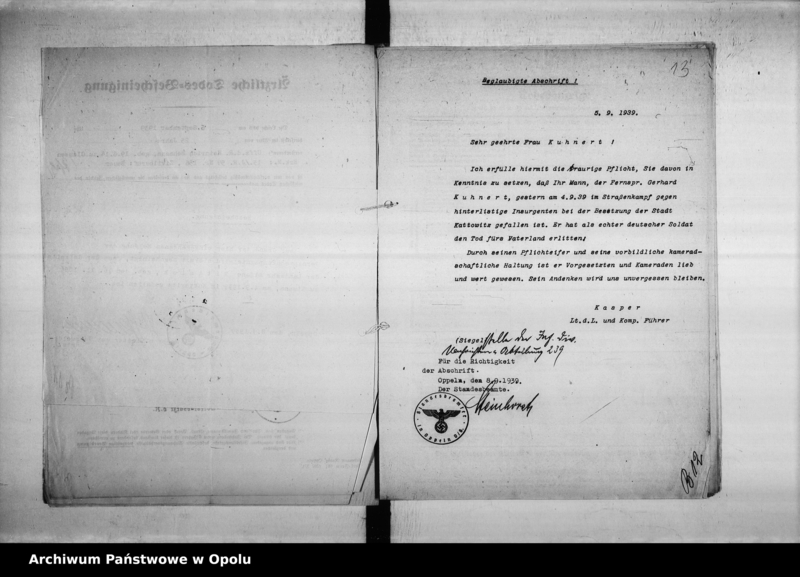 Obraz 20 z jednostki "Kriegssterbefälle 1939"