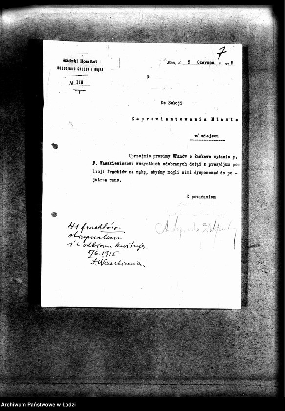 Obraz 14 z jednostki "Korespondencja Sekcji Zaprowiantowania Miasta"