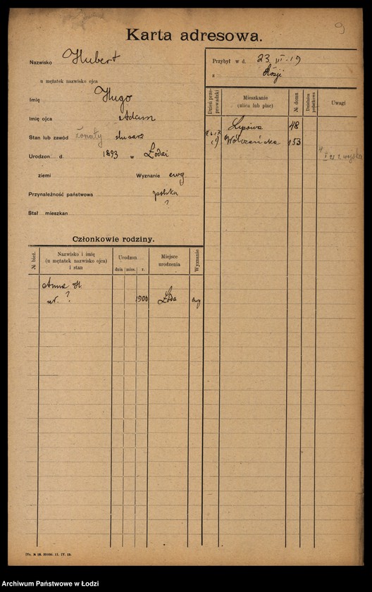 Obraz 11 z jednostki "[Spis ludności Łodzi] Hubermanowicz - Chwastowska"