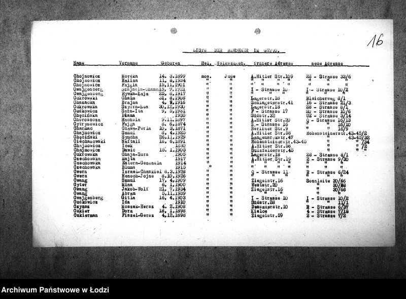 Obraz 20 z jednostki "[Alfabetyczny spis mieszkańców getta. Litera C]"