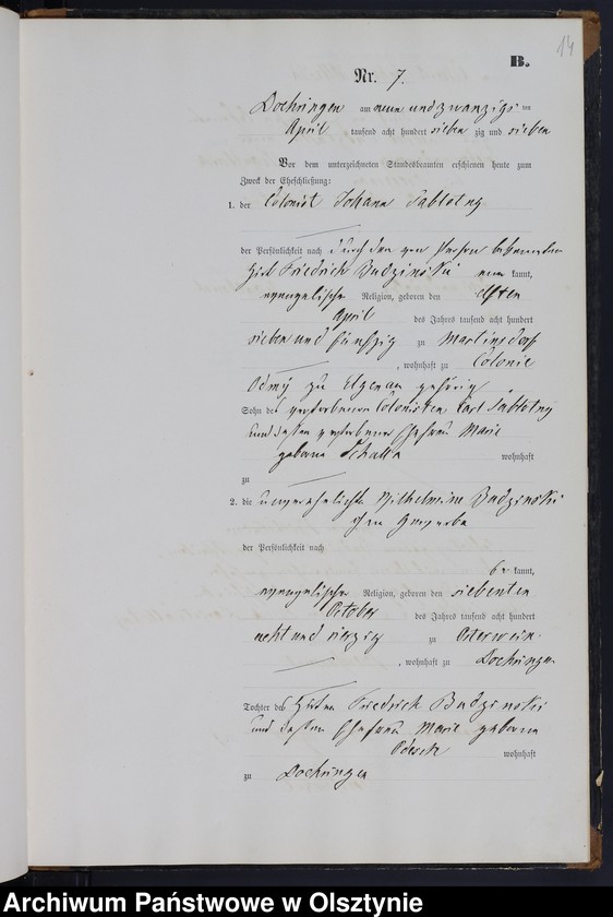 image.from.unit.number "Heiraths-Neben-Register Nr 1 - 20"