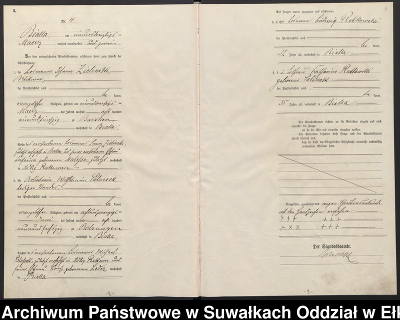 image.from.unit.number "Heiraths-Haupt-Register des Königlichen Preussischen Standes-Amtes Bialla Kreis Johannisburg"