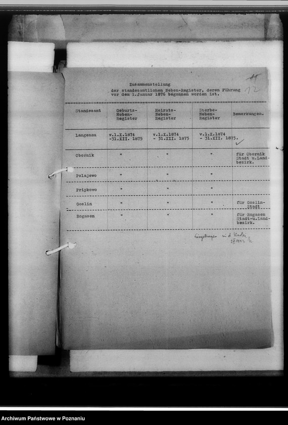 Obraz 16 z jednostki "Schriftwechsel mit den Amtsgerichten [korespondencja w sprawie ksiąg kościelnych, nazwy powiatów od M - Z]"