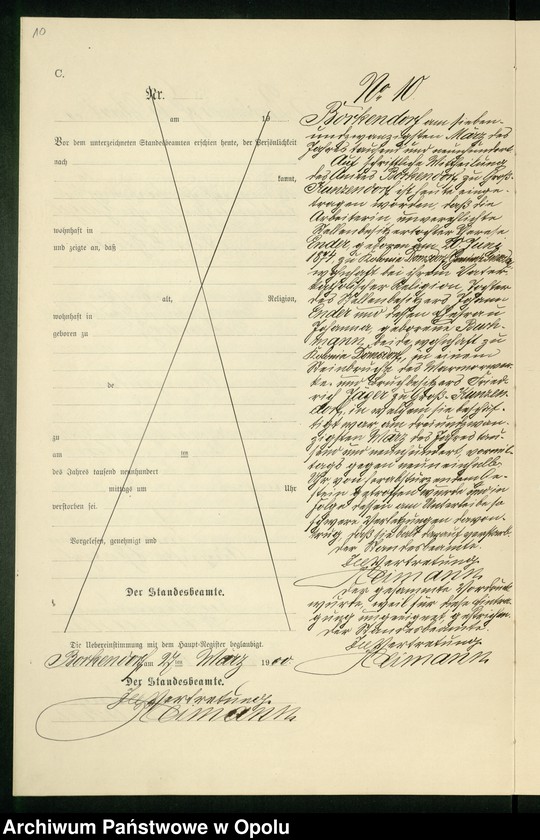 Obraz 14 z jednostki "Sterbe-Neben-Register des Standesamts Borkendorf pro 1900"