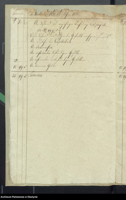 image.from.unit.number "Kobultische Kirchen Jahres Rechnung über Einnahme und Ausgabe Geld"