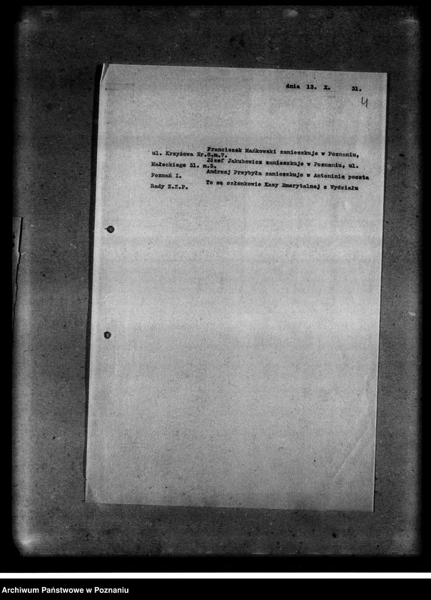 Obraz 8 z jednostki "Spisy i adresy urzędników Kasy Emerytalnej "Wzajemnej Pomocy" Zjednoczenia Zawodowego Polskiego Zarządu Związku Robotników i Rzemieślników"