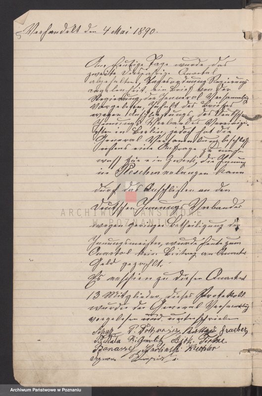 Obraz 9 z jednostki "[Protokoły walnych i zwyczajnych posiedzeń cechu kowalskiego w Pleszewie]"