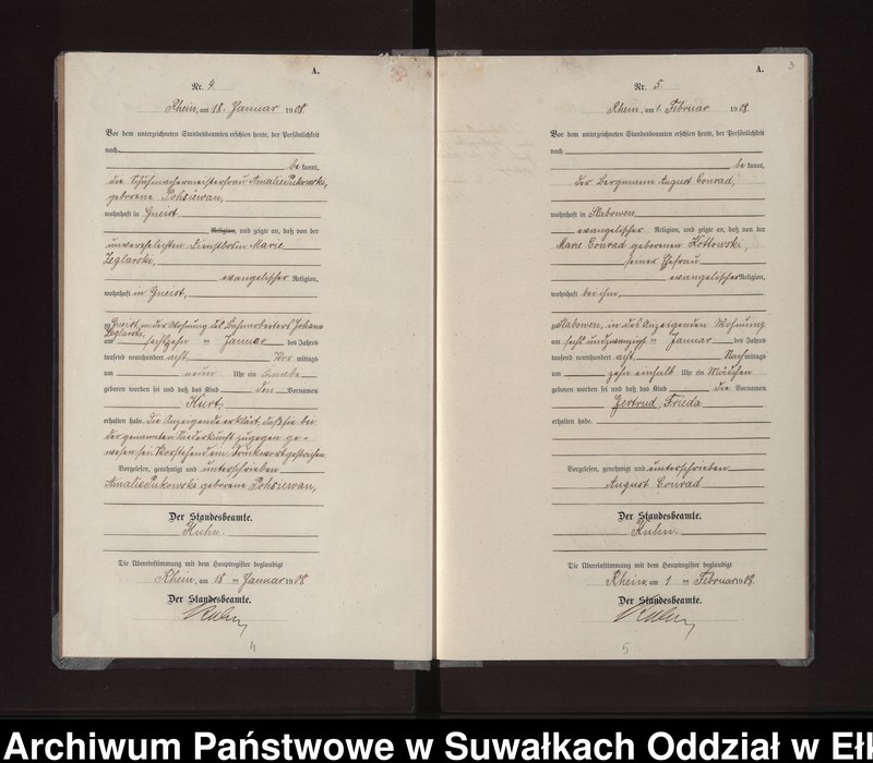 image.from.unit.number "Geburts-Neben-Register des Königlichen Preussischen Standes-Amtes Gneist Kreis Lötzen"