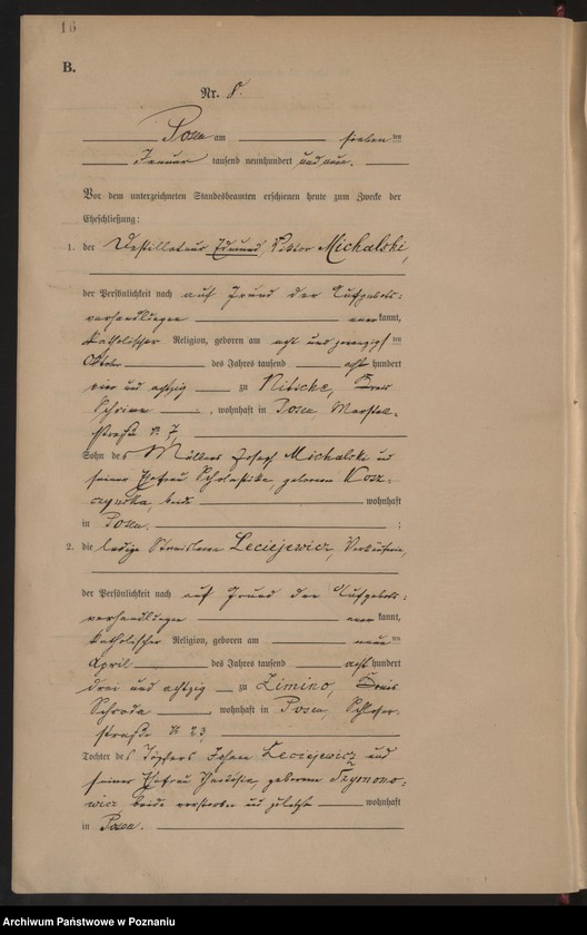 Obraz 18 z jednostki "Księga miejscowa małżeństw tom I [Rejestr główny małżeństw]"