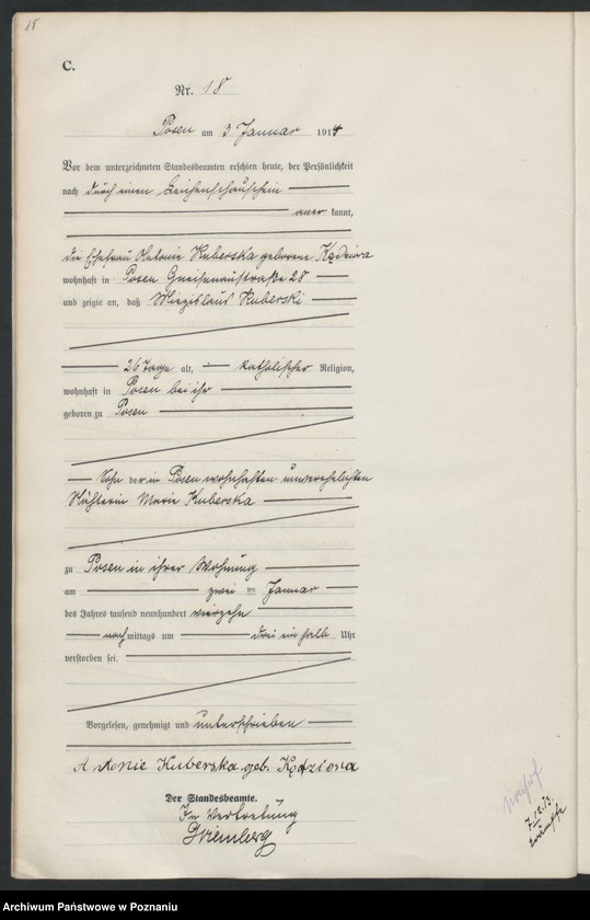 Obraz 20 z jednostki "Księga miejscowa zgonów tom I [Rejestr główny zgonów]"