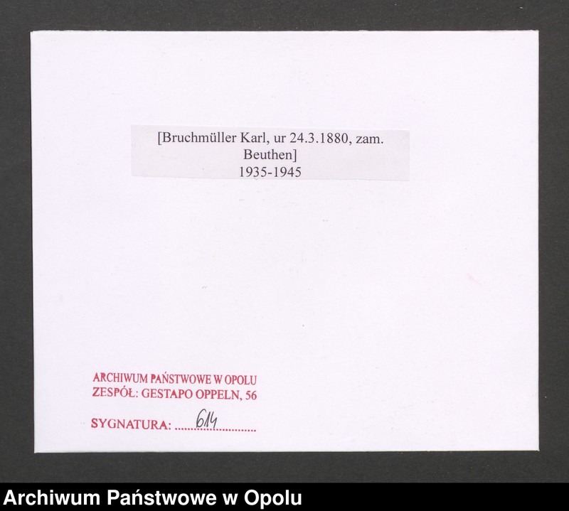 Obraz 2 z jednostki "[Bruchmüller Karl, ur. 24.3.1880, zam. Beuthen]"