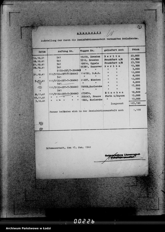 Obraz 6 z jednostki "297 Schlafsäcke. Auslieferungen"