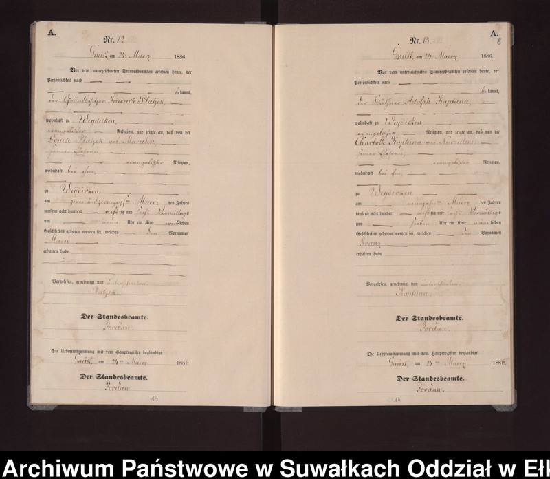 image.from.unit.number "Geburts-Neben-Register des Königlichen Preussischen Standes-Amtes Gneist Kreis Loetzen"
