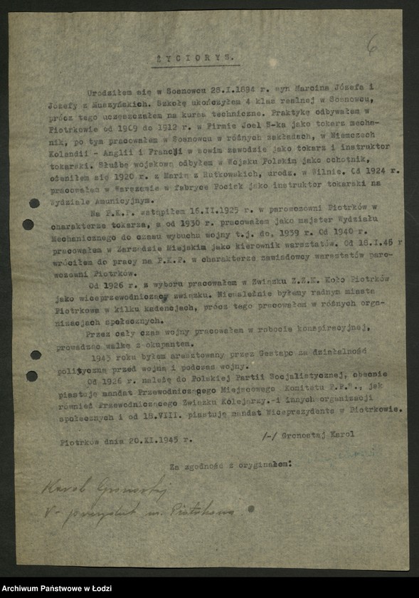 Obraz 9 z jednostki "Życiorysy [działaczy PPS różnych zawodów pełniących funkcje społeczno- polityczne]"