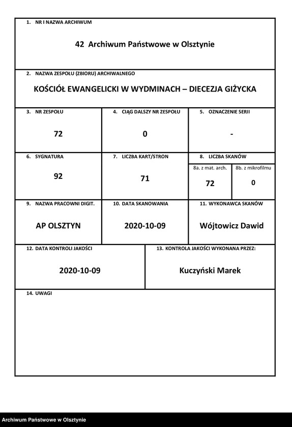 image.from.unit.number "Beläge zur Rechnung der Kirchen Kasse zu Widminnen"