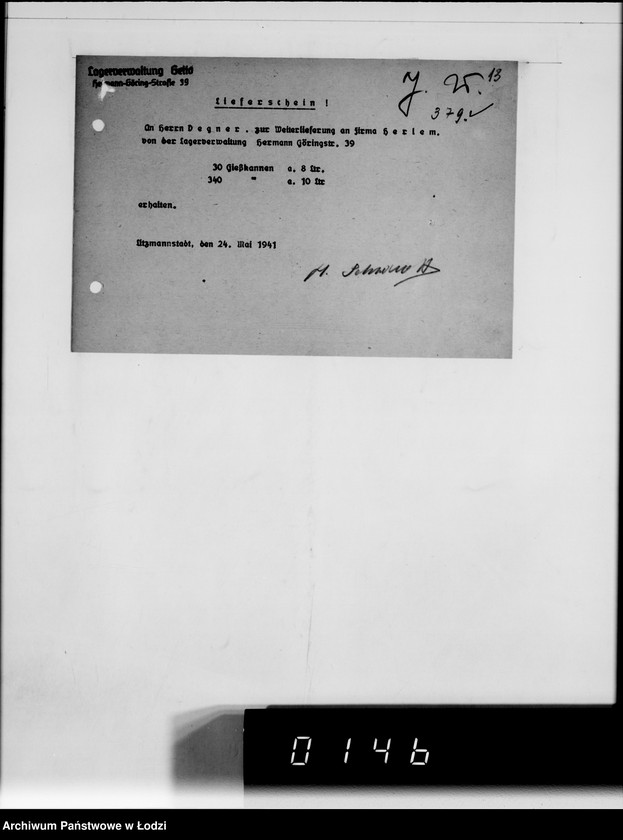 Obraz 16 z jednostki "Lager 39. Matratzen, Daunensteppdecken [Kwity i listy przesyłkowe]"