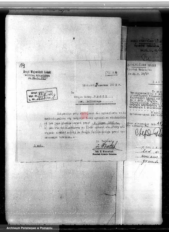 Obraz 18 z jednostki "Sprawa zmiany podziału użytkowania 1,00 ha gruntów leśnych w majątku Obory-Niniew powiaty koniński i kaliski"