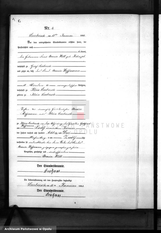 image.from.unit.number "Sterbe-Neben-Register Standes-Amt Leubusch 1883"
