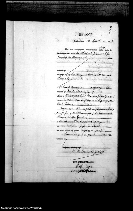 image.from.unit.number "Sterbe-Haupt-Register Breslau I 1885 Band 5"