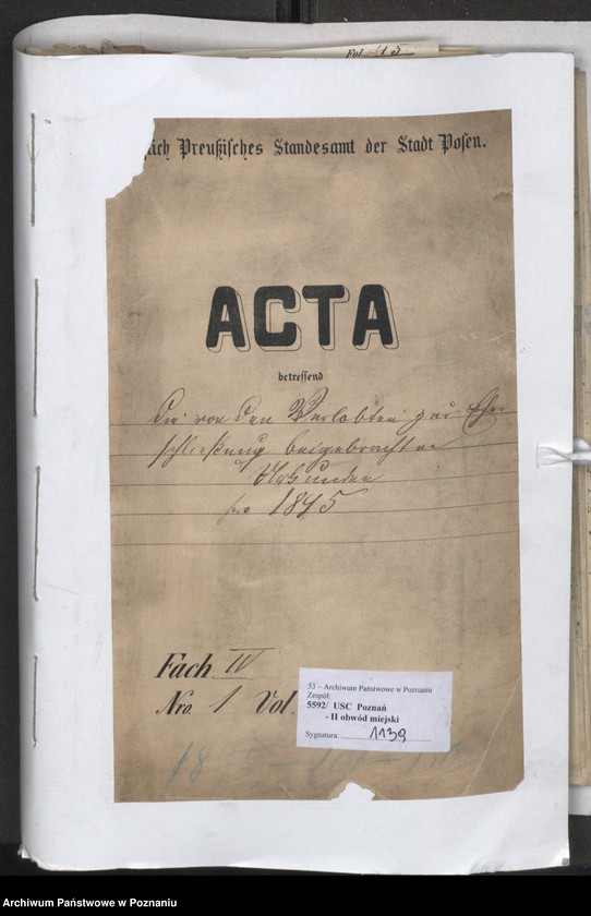 Obraz 2 z jednostki "Die von den Verlobten beigebrachten Urkunden zur Eheschliessung pro 1895"