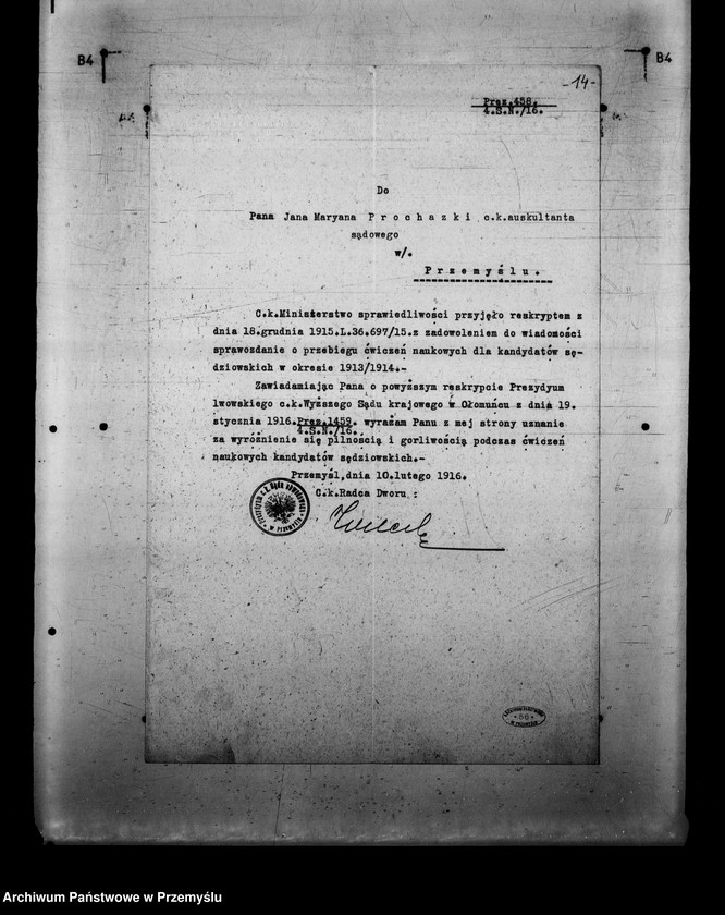 Obraz 12 z kolekcji "Jan Marian Prochazka - prezes Sądu Okręgowego w Przemyślu111"