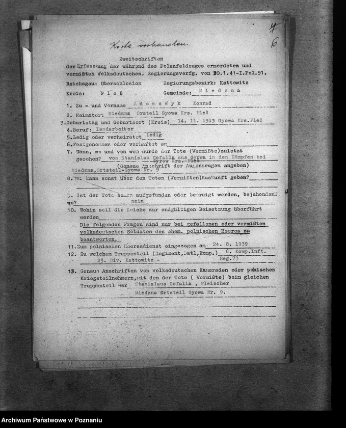 Obraz 10 z jednostki "Amtliche Meldungen Kreis Pless (Pszczyna)"