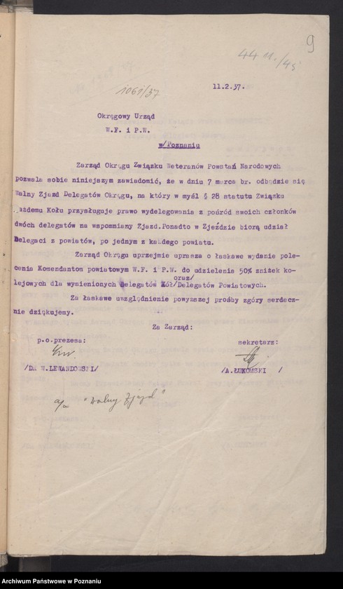 image.from.unit.number "Akta Walnego Zjazdu Delegatów Okręgu Związku Weteranów Powstań Narodowych Rzeczypospolitej Polski 7.III.1937 tom I."