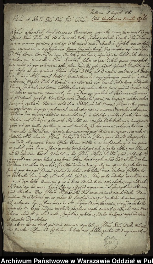 image.from.unit.number "Koncepty i minuty pism biskupa płockiego Krzysztofa Hilarego Szembeka w sprawie konfliktu z kapitułą katedralną o zniesienie dziewięciu kanonii i przyłączenie niektórych prebend do dóbr kapituły"