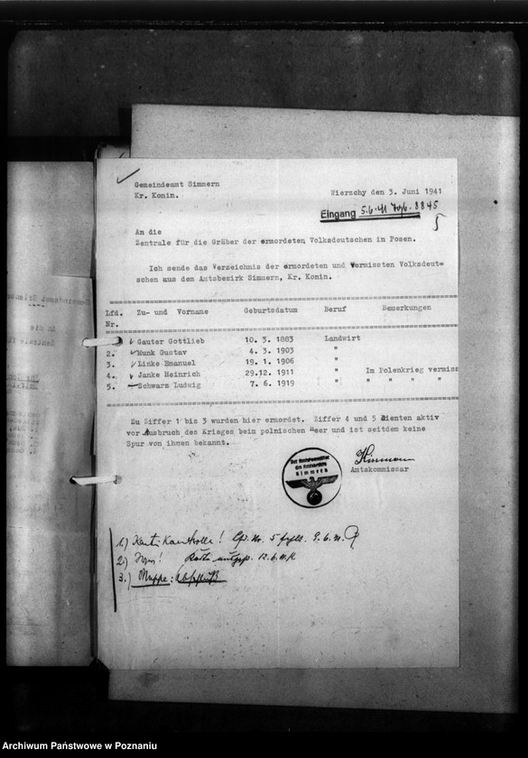 Obraz 9 z jednostki "Kreis Konin. Zgłoszenia zmarłych i zaginionych miejscowych Niemców w 1939 roku"