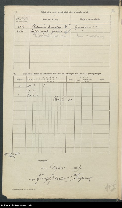 image.from.unit.number "Księga inwentarzowa nieruchomości m. Łodzi ul. Spacerowa"
