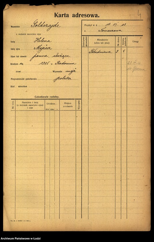 Obraz 6 z jednostki "[Spis ludności Łodzi] Goldszajd - Goldstein"