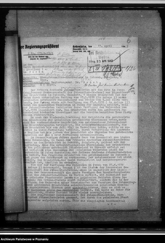 Obraz 10 z jednostki "Finanzsachen des Kreises Mogilno. Ehemaliger Johanniter Krankenhaus in Pakosch. Leistungen der Kreise an die Partei"