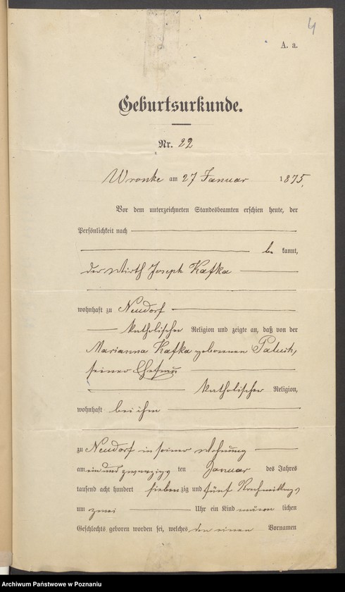 Obraz 6 z jednostki "Die von den Verlobten beigebrachten Urkunden zur Eheschliessung pro 1901. Vol II"