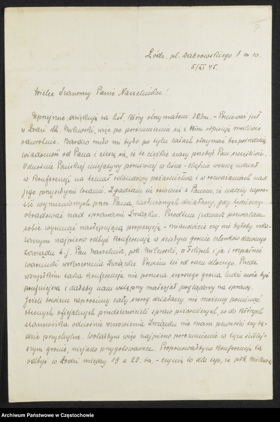 image.from.unit.number "[Sprawa przywrócenia działalności Ochotniczej Straży Pożarnej w Częstochowie po 1945 roku-korespondencja z Prezydentem Miasta]"