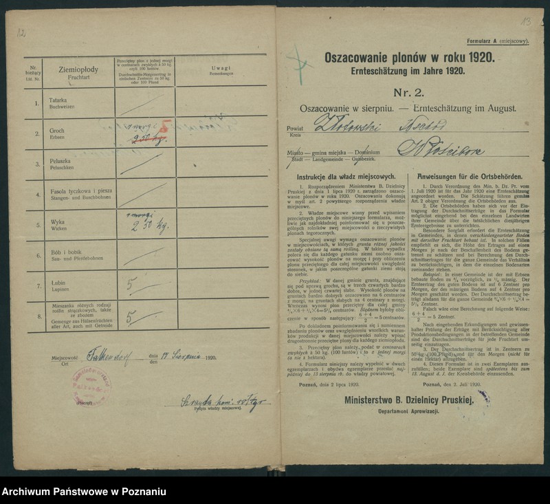 Obraz 9 z jednostki "[Oszacowanie plonów w powiecie złotowskim w roku 1920"