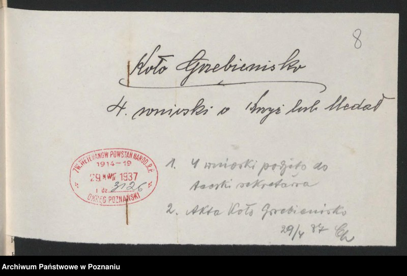 Obraz 16 z jednostki "Grzebienisko, powiat Szamotuły akta koła."