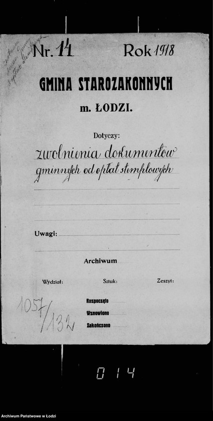Obraz 2 z jednostki "Akta dotyczące zwolnienia dokumentów gminnych od opłat stemplowych"