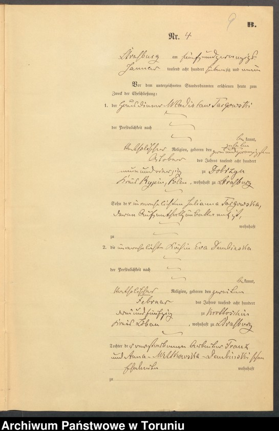 image.from.unit.number "Heiraths-Neben-Register Stadt Strasburg [ Brodnica- Miasto]für das Jahr 1879"