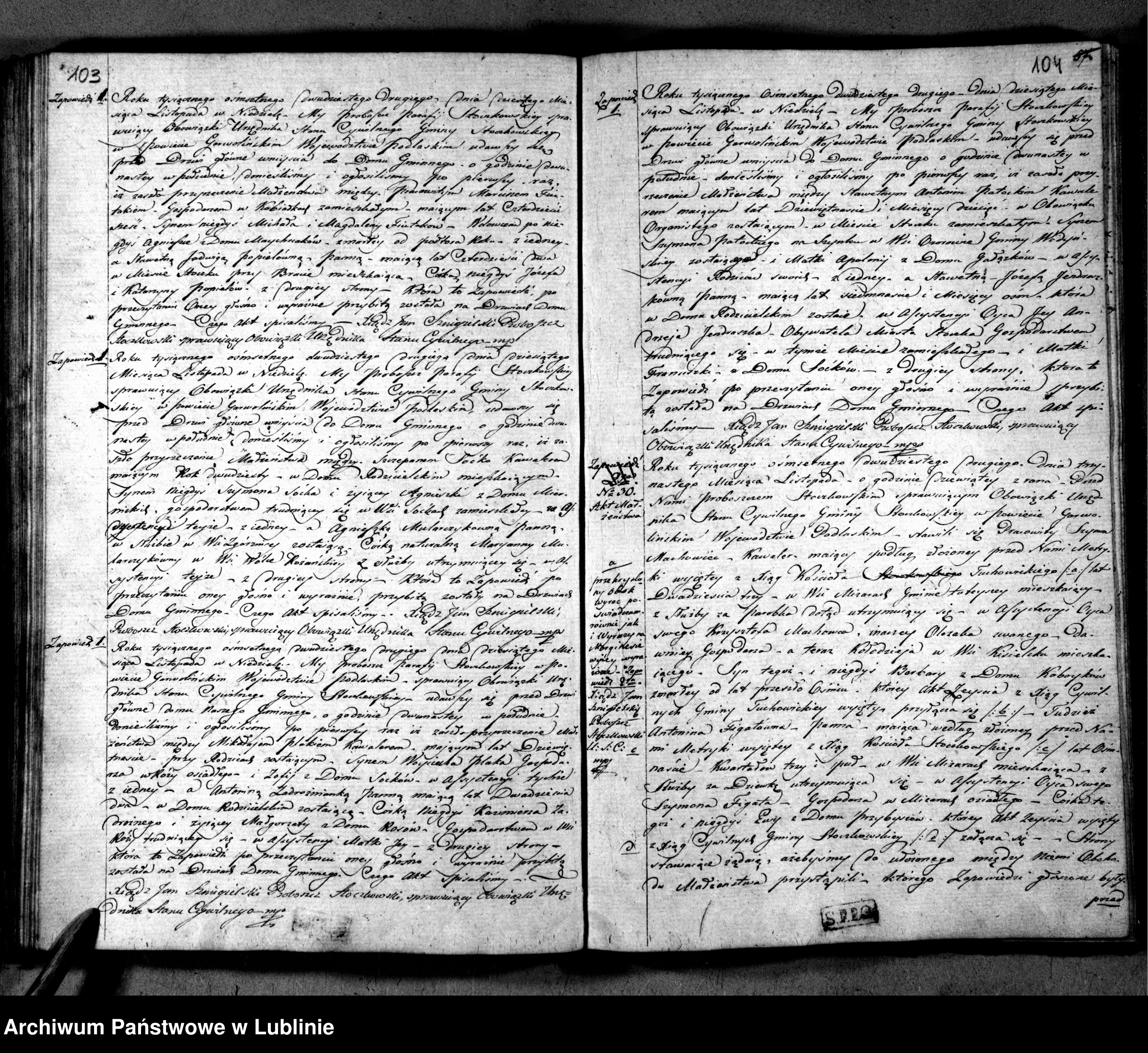 Skan z jednostki: Księga urodzeń, zapowiedzi, małżeństw i zgonów