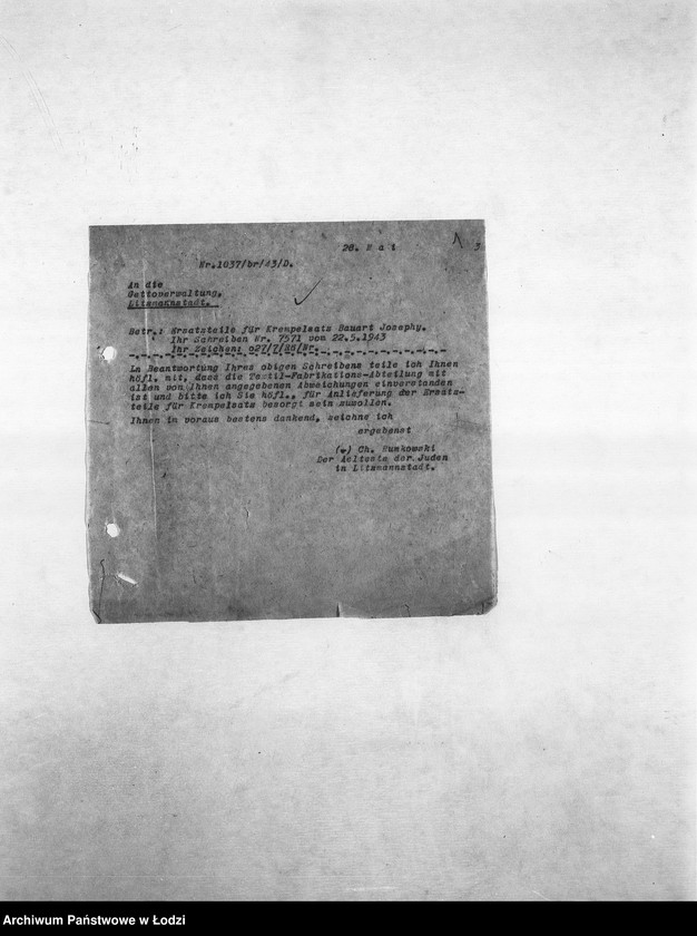 Obraz 4 z jednostki "Textil-Fabrikations-Abteilung [Produkcja i zapotrzebowanie materiałów dla resortu pracy]"