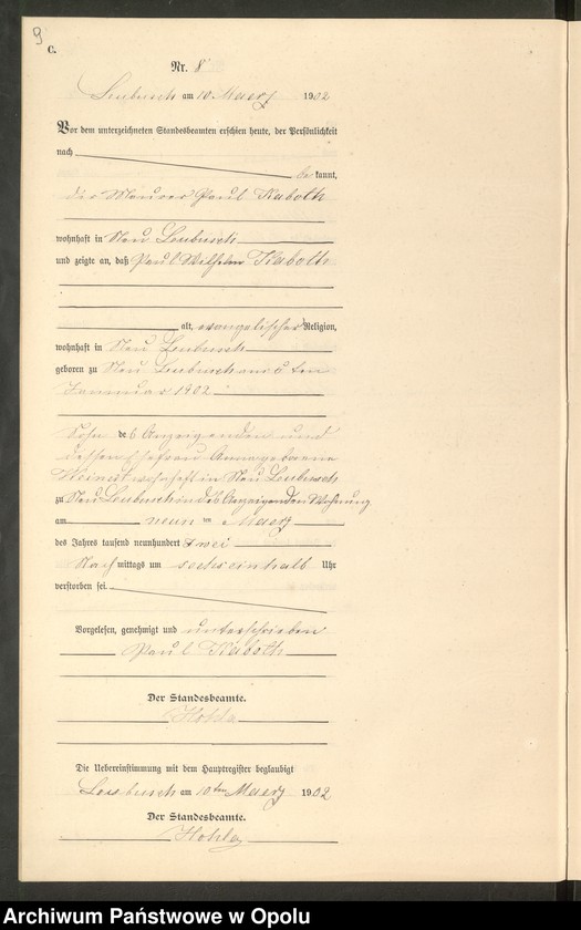 image.from.unit.number "Sterbe-Neben-Register Standes-Amt Leubusch 1902"
